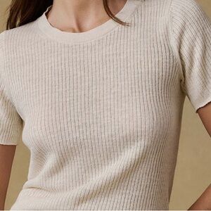 Saks Fifth Avenue Cream Ribbed Cashmere Sweater